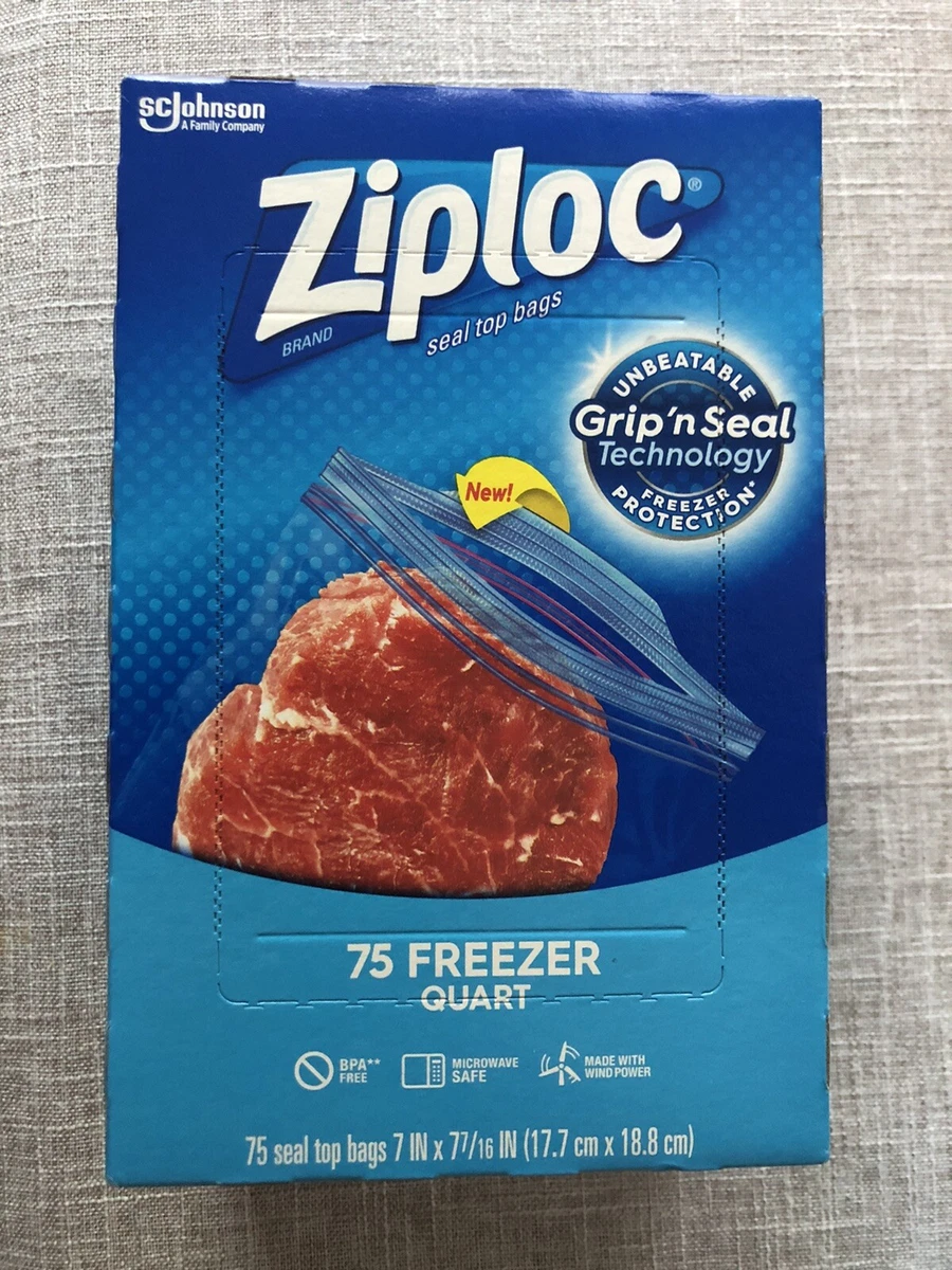 Ziploc Double Zipper Storage Bags, Quart - 75 count