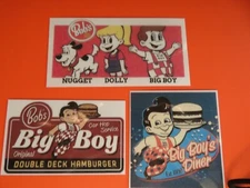 Bob's Big Boy, Original Double Decker Lot of 3 Magnets-(Big Boy, Dolly & Nugget)