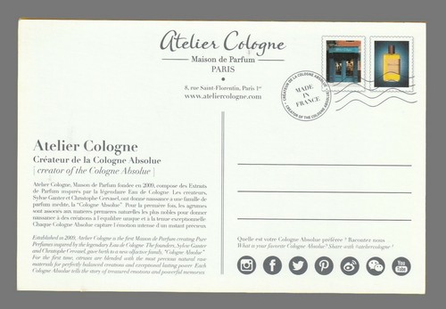 Carte Publicitaire format carte postale - Atelier Cologne recto verso - Picture 2 of 2