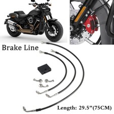 Black Extended Upper Lower Complete Brake Line Kit For Harley Softail Fat Bob XL