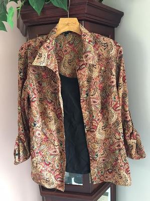 Elementz Womens Multi Color Paisley Long Sleeves Top Shirt Blouse