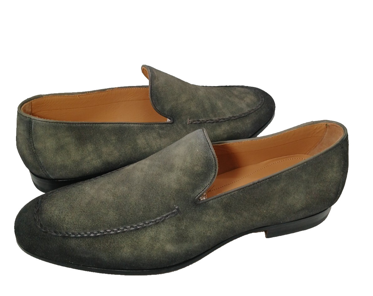 Saks Fifth Avenue Magnan Suede Venetian Loafer Olive Green Shoe $498 US 12M MEN