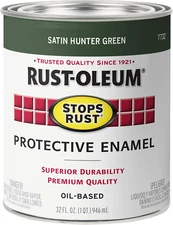 7732502 Stops Rust Brush on Paint, 1 Quarts, Satin Hunter Green, 32 Fl Oz (Pack 