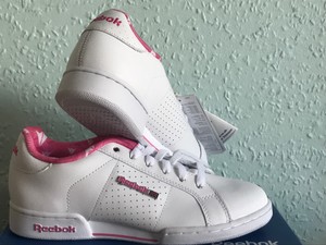 Womens Reebok NPC White Pink Leather Trainer Ladies Classic Trainers | eBay