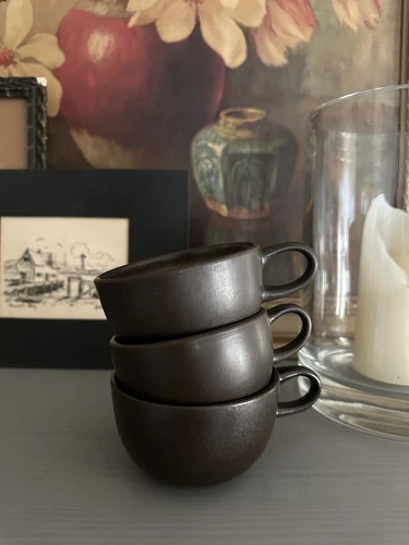 Edith Heath Coupe Line Pottery Sea & Sand Ceramic Cups, c.1960