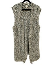 Chico  s 3 Women's Size XL Multicolor Long Fringed Knitted Duster Sweater Vest