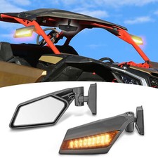 Adjust Racing Side Mirrors W Led Turn Signal Light For Can-am Maverick X3 17-26