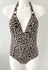 Matalan Black Brown Animal Print Swimsuit UK 12
