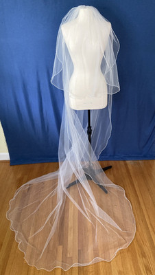 Wedding Bridal Veil, Double Layer, Classic Chapel Length, crystal bead trim