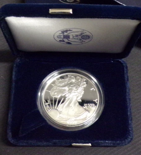 2000 WALKING LIBERTY AMERICAN EAGLE .999 FINE SILVER DOLLAR COIN 1oz. $1 COA+BOX