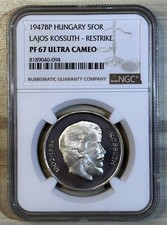 Hungary 1947 BP 5 Forint Silver Proof Restrike Lajos Kossuth NGC PF67UC Top 2/0