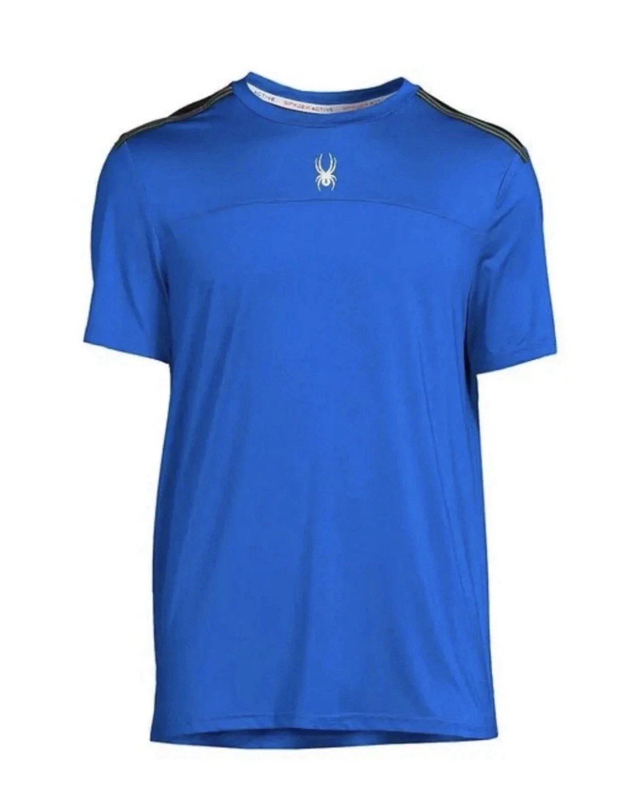 NWT Spyder Active Mens XXL Blue Short Sleeve T-shirt Moisture Wicking Stretch