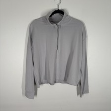 Athleta Women M Quartz Cropped Seasoft Quarter Zip Pullover Sweatshirt NWOT