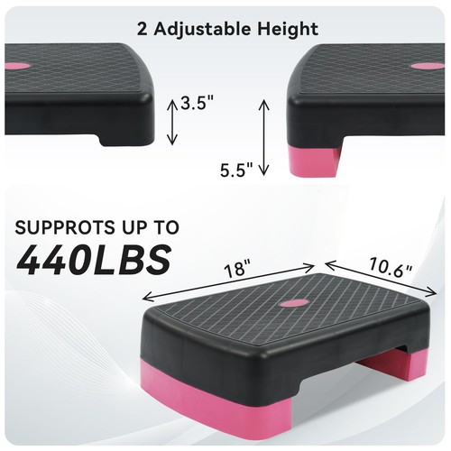 BalanceFrom Fitness Lightweight Portable Adjustable Height Workout Aerobic Stepper Step Platform Trainer With Raisers Black Green - View #3