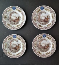 FOUR ROYAL STAFFORD Thanksgiving PHEASANT / TURKEY Fall 8.5” Salad Plates