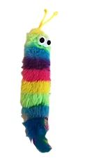 Rainbow Caterpillar Cat Toy with Catnip. Feather Tail with a Bell. (6.5" L)