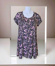 Tarra & Sky Swing Dress 14 Purple Pullover Side Seam Pockets Stretch Flowy Beach