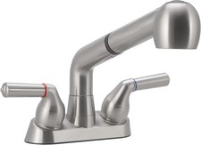 Utility Sink FaucetFaucet with Pull Out Sprayer, 4 Inch Centerset 3 Holes