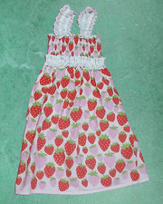 Girls Strawberry dress with Lace Straps Tagless No Size Measurements Pictured