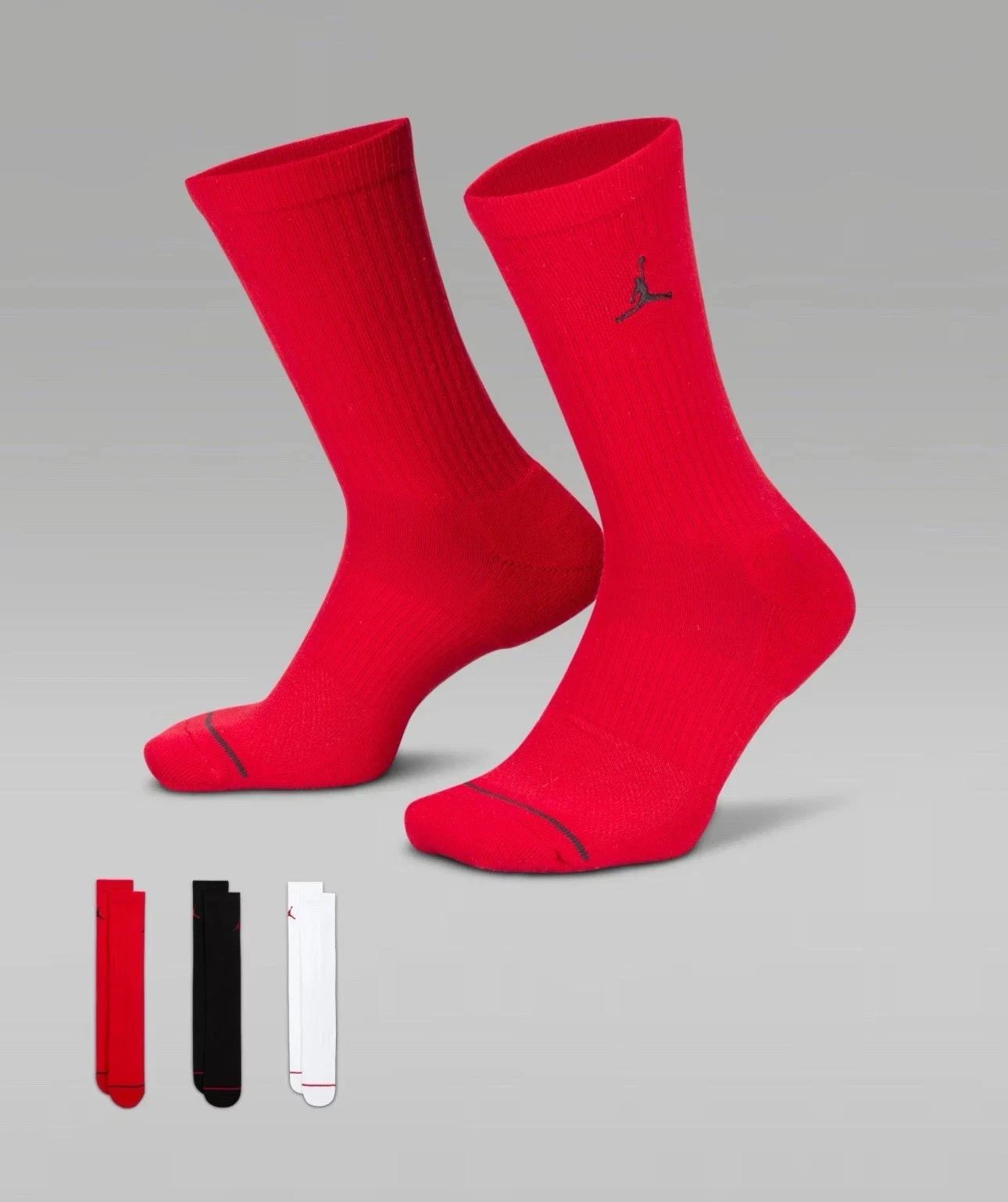 JORDAN EVERYDAY CREW SOCKS 3 PAIRS PACK DX9632 SIZE MEN L (8-12)