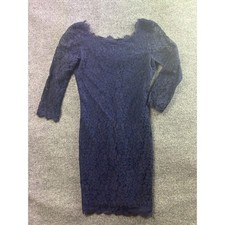 Diane von Furstenberg Zarita Dress Women Size 6 Navy Blue Lace Sheath Mini