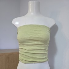 Urban Outfitters Lime Green Bandeau Top Ruched Strapless Crop Size M BNWT