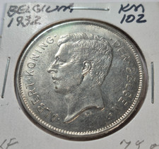 1932 Belgium 20 Francs  20 Frank  XF KM#102 -B103