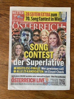 Eurovision 2026, newspaper ''Österreich'' with 28 pages covering the ESC