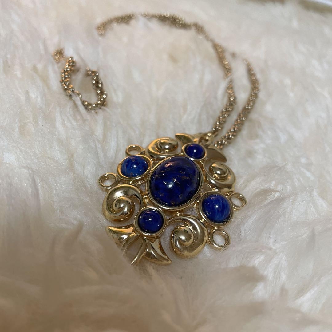 Dior Lapis Lazuli Convertible Necklace and Brooch Set