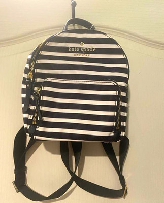 New Kate Spade new york Watson Lane Small Hartley Striped Backpack Black/White