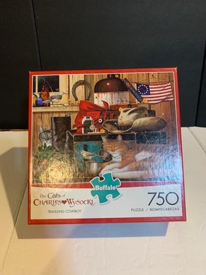 Buffalo Games Cats of Charles Wysocki ''Traveling Cowboy'' 750 Piece Jigsaw Puzzle