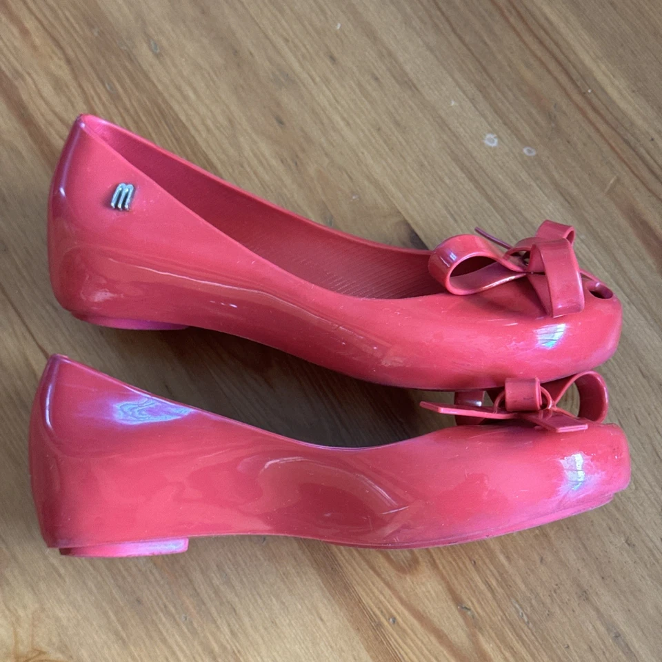 Mini Melissa Niños Zapatos Mini Ultragirl Rosa Arcos Peep Toe Ballet Plano Niña Talla 1 Foto 2 de 4