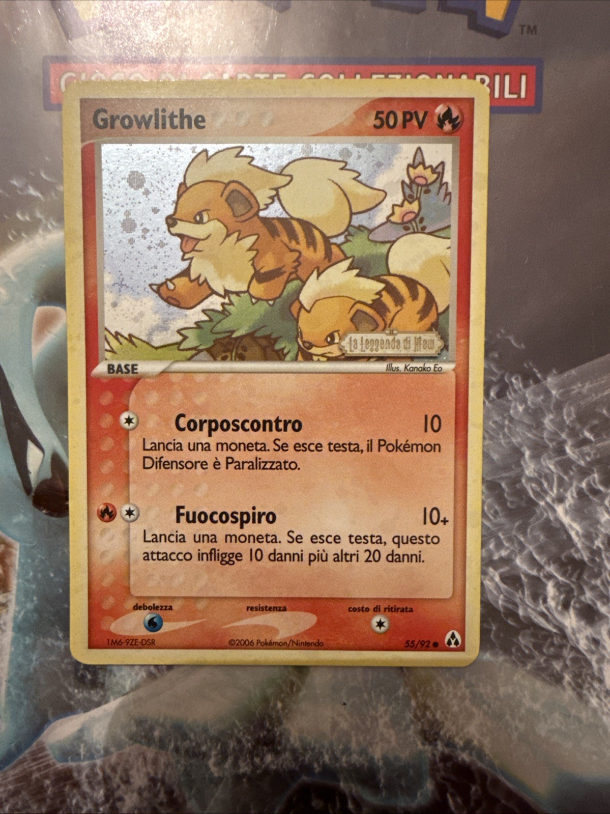 Pokemon Growlithe Card 55/92 Stamped Reverse Holo Legend Maker NM/Mint Condition