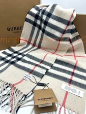 NWT Burberry Pebble Classic Checkered Cashmere Scarf