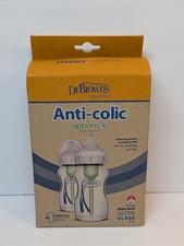Dr. Brown's Glass Bottles 9 oz/270 ml 2 Pack Bottles Anti-Colic Wide-Neck NEW