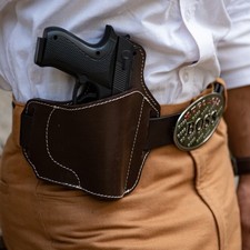 Leather OWB 2 Slot Pancake Holster Choose Gun Model & Color Right-Handed India