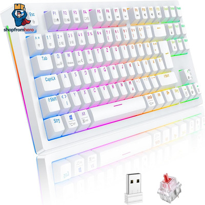 mechanical keyboard - gaming keyboard wireless programmable 80% tkl qwertz wi...