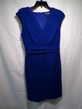 Express Royal Blue V-Neck Sheath Dress Size 4 Knee Length Ruched