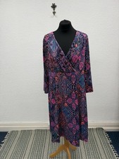 Joanna Hope Size 20 Dress Printed Stretch V Neck 3/4 Sleeve Occasion Plus Size