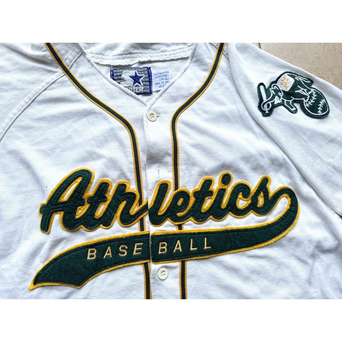 90s MLB STARTER オークランド・アスレチックス ユニフォーム Oakland A's TUPAC 90s STARTER jersey L white Script Athletics MLB