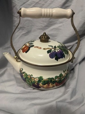 Vintage 80s Tabletops Unlimited Kensington Garden Tea Pot Kettle Fruit Veggies