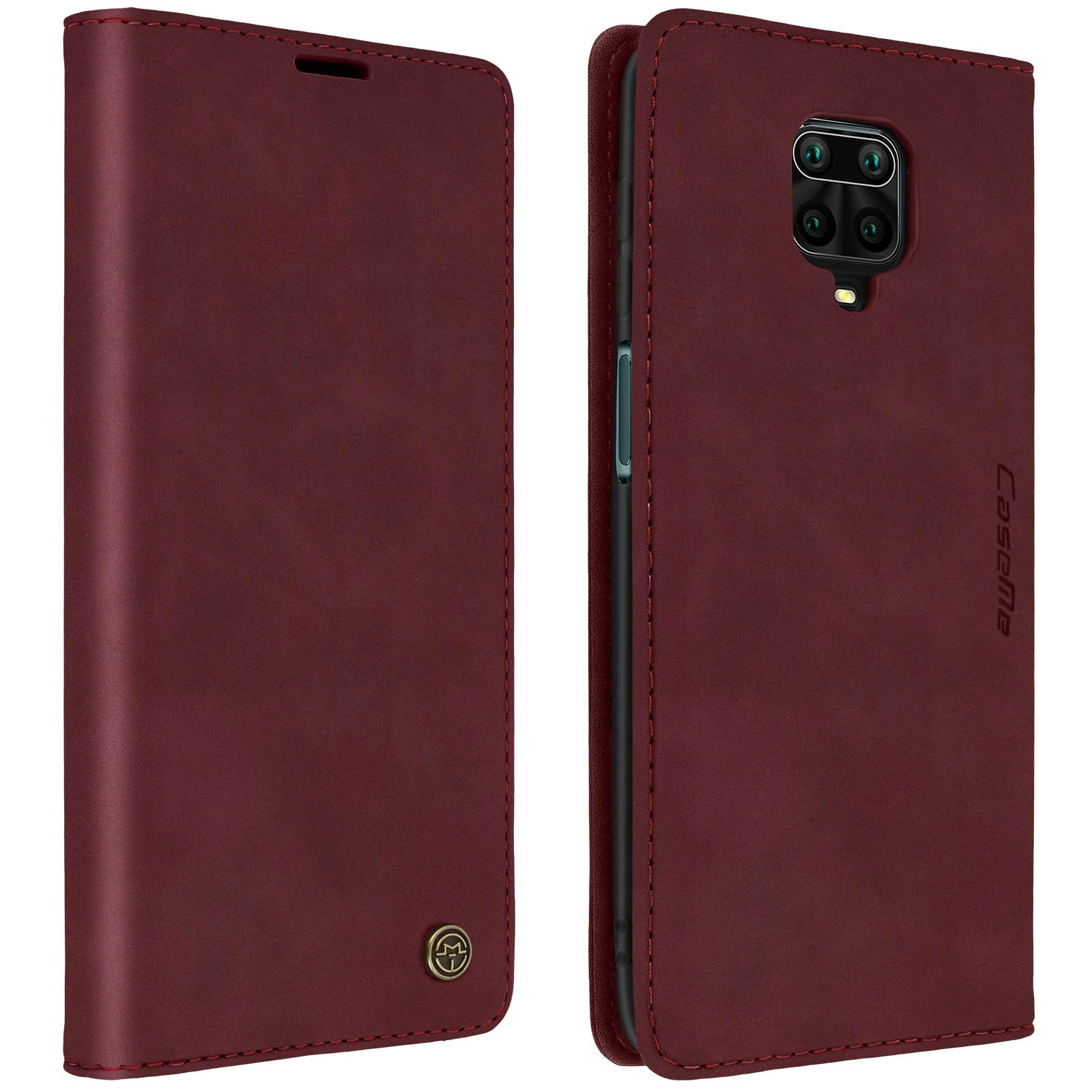 Coque arrière CaseMe bordeaux Redmi Note 9 Pro portefeuille