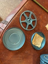 Vintage Mid Century Blue Metal 8mm/Super 6 Film Reel Barrel Chest Case