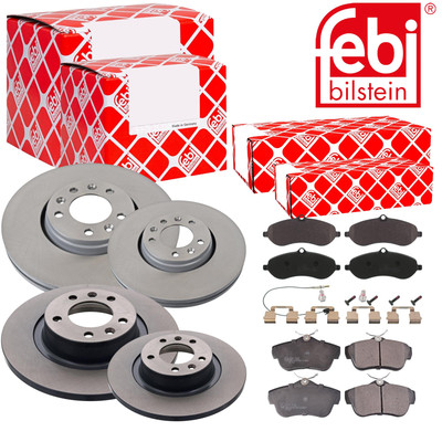 FEBI Bremsscheiben belüftet vorne+hinten+Bremsbeläge für Peugeot Expert Kasten