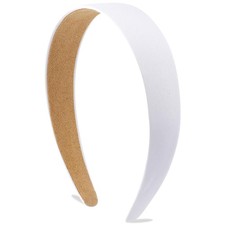 Satin Headbands Women White 1.18 Inch Wide Non Slip Ribbon Hair Band DIY Craft