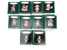 Lot 10 Vintage Hallmark Keepsake Miniature Teddy Bear Ornaments 1993-1997 Boxed