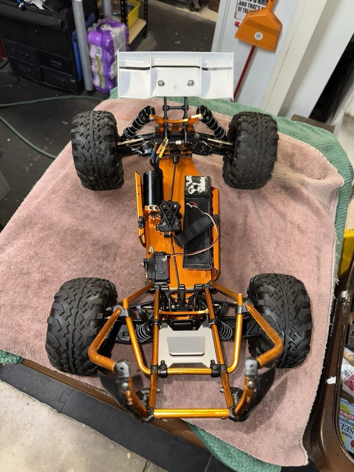 Hobao 1/8 比例超级 SS 笼无刷 Truggy 带橙色笼子/滚轮带电机! — 第 3/4 张图片