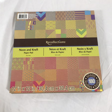 Recollections Neon and Kraft Paper Pad 12x12” Acid Free Approx 180 Sheets