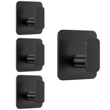 Black Hooks for Hanging Heavy Duty, Adhesive Hooks for Shower, Bathroom, Kitchen