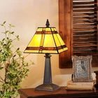 Stained Glass Table Lamp Small Mission Style Accent Desk Light Home Decor